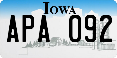 IA license plate APA092