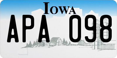 IA license plate APA098