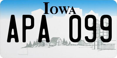 IA license plate APA099
