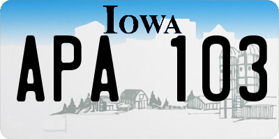 IA license plate APA103