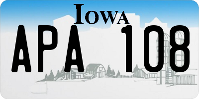 IA license plate APA108