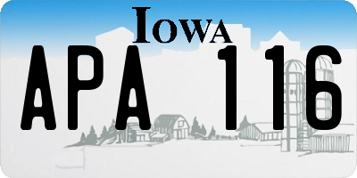 IA license plate APA116