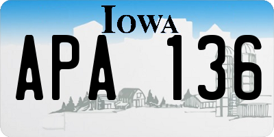 IA license plate APA136