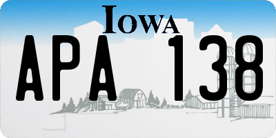 IA license plate APA138