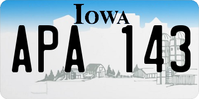IA license plate APA143