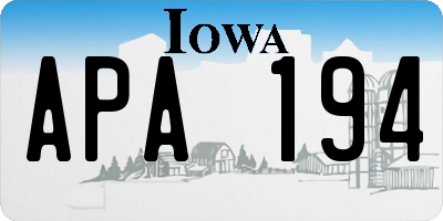 IA license plate APA194