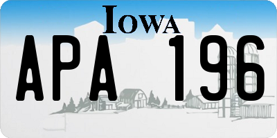 IA license plate APA196