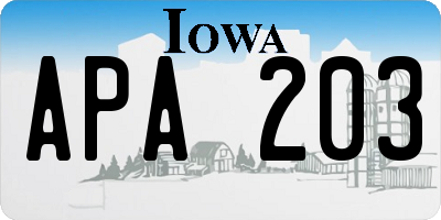 IA license plate APA203