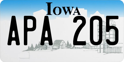 IA license plate APA205