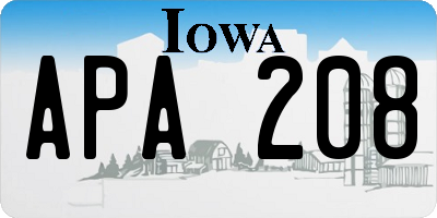 IA license plate APA208