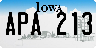 IA license plate APA213