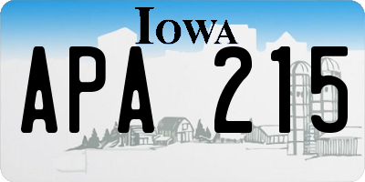 IA license plate APA215