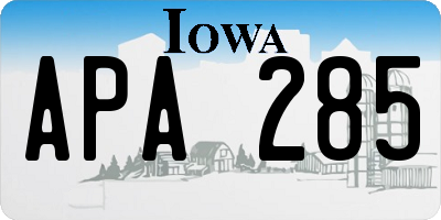 IA license plate APA285