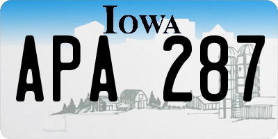 IA license plate APA287