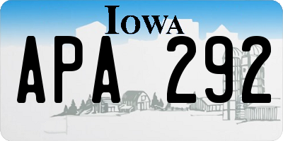 IA license plate APA292