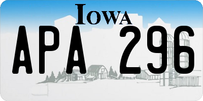 IA license plate APA296