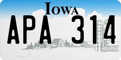 IA license plate APA314