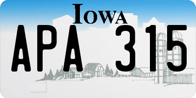 IA license plate APA315