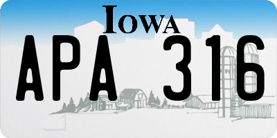 IA license plate APA316