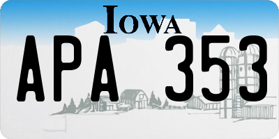 IA license plate APA353