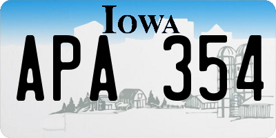 IA license plate APA354
