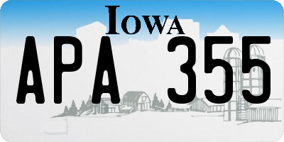 IA license plate APA355