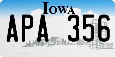 IA license plate APA356