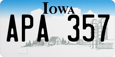 IA license plate APA357