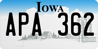 IA license plate APA362