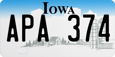 IA license plate APA374