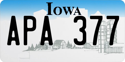 IA license plate APA377