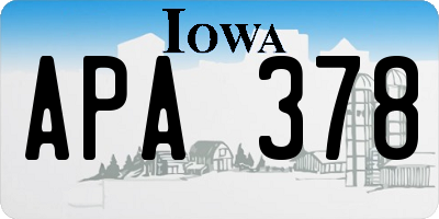 IA license plate APA378