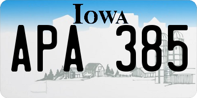 IA license plate APA385