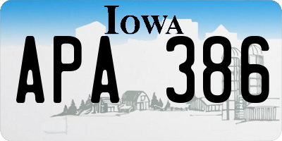 IA license plate APA386