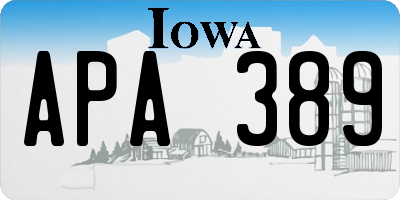 IA license plate APA389