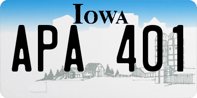 IA license plate APA401