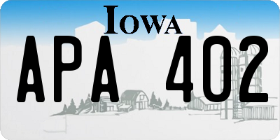 IA license plate APA402