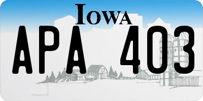IA license plate APA403