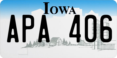 IA license plate APA406