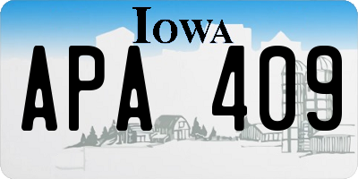 IA license plate APA409