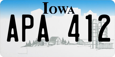 IA license plate APA412