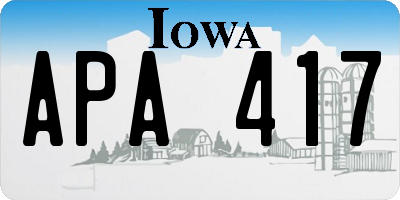 IA license plate APA417