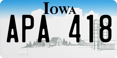 IA license plate APA418