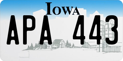 IA license plate APA443
