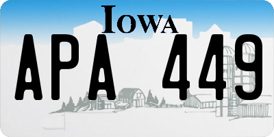 IA license plate APA449