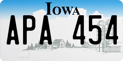 IA license plate APA454