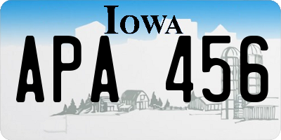 IA license plate APA456