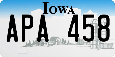IA license plate APA458