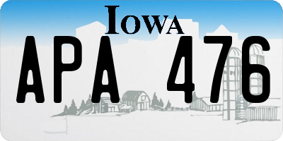 IA license plate APA476