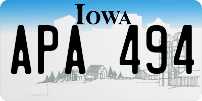 IA license plate APA494